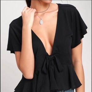 Free People Black tie shirt